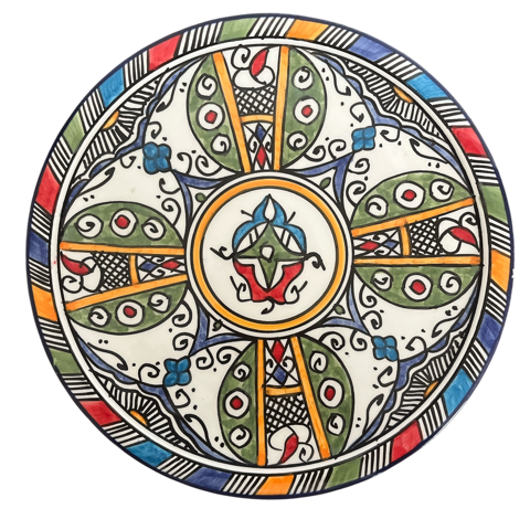 Petite assiette en faïence multicolore artisanale de Fès