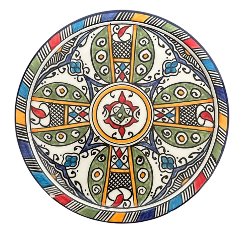 Petite assiette en faïence multicolore artisanale de Fès