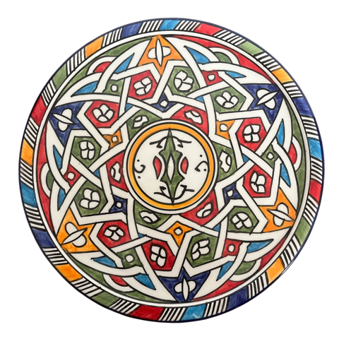 Petite assiette en faïence multicolore artisanale de Fès