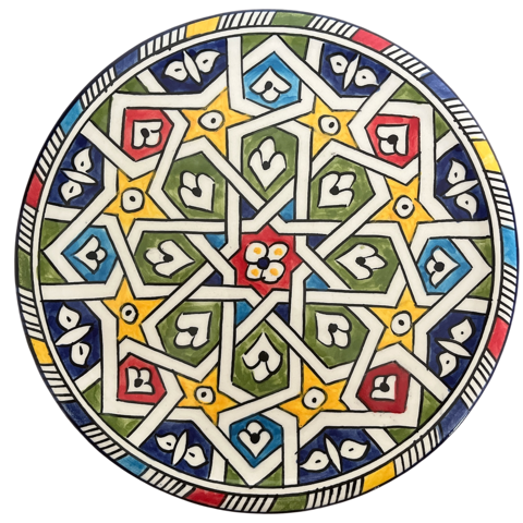 Petite assiette en faïence multicolore artisanale de Fès