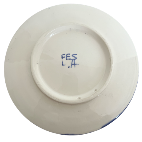 Petite assiette en faïence multicolore artisanale de Fès