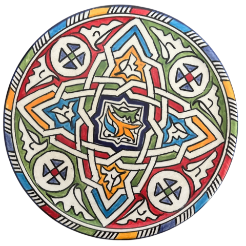 Petite assiette en faïence multicolore artisanale de Fès
