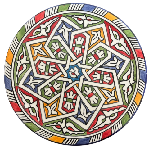 Petite assiette en faïence multicolore artisanale de Fès