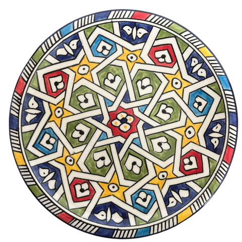 Petite assiette en faïence multicolore artisanale de Fès