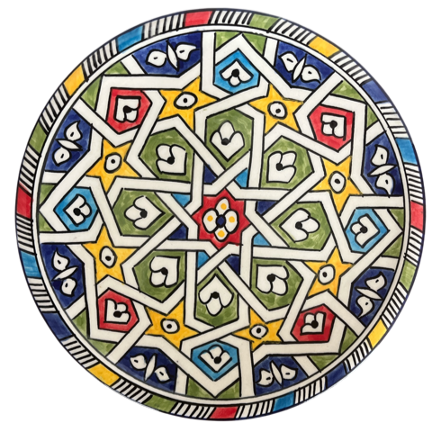 Petite assiette en faïence multicolore artisanale de Fès