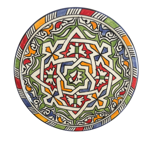 Petite assiette en faïence multicolore artisanale de Fès
