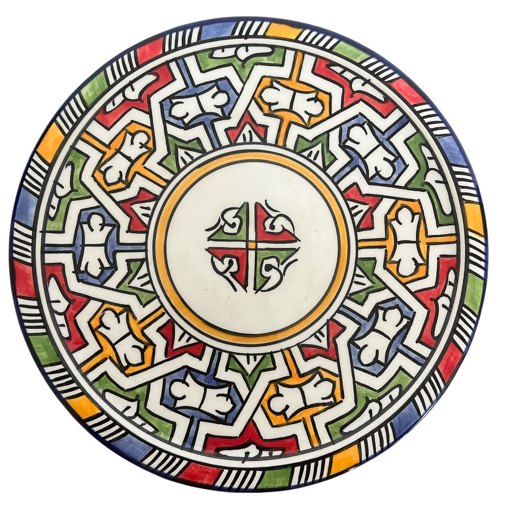 Petite assiette en faïence multicolore artisanale de Fès