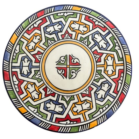 Petite assiette en faïence multicolore artisanale de Fès
