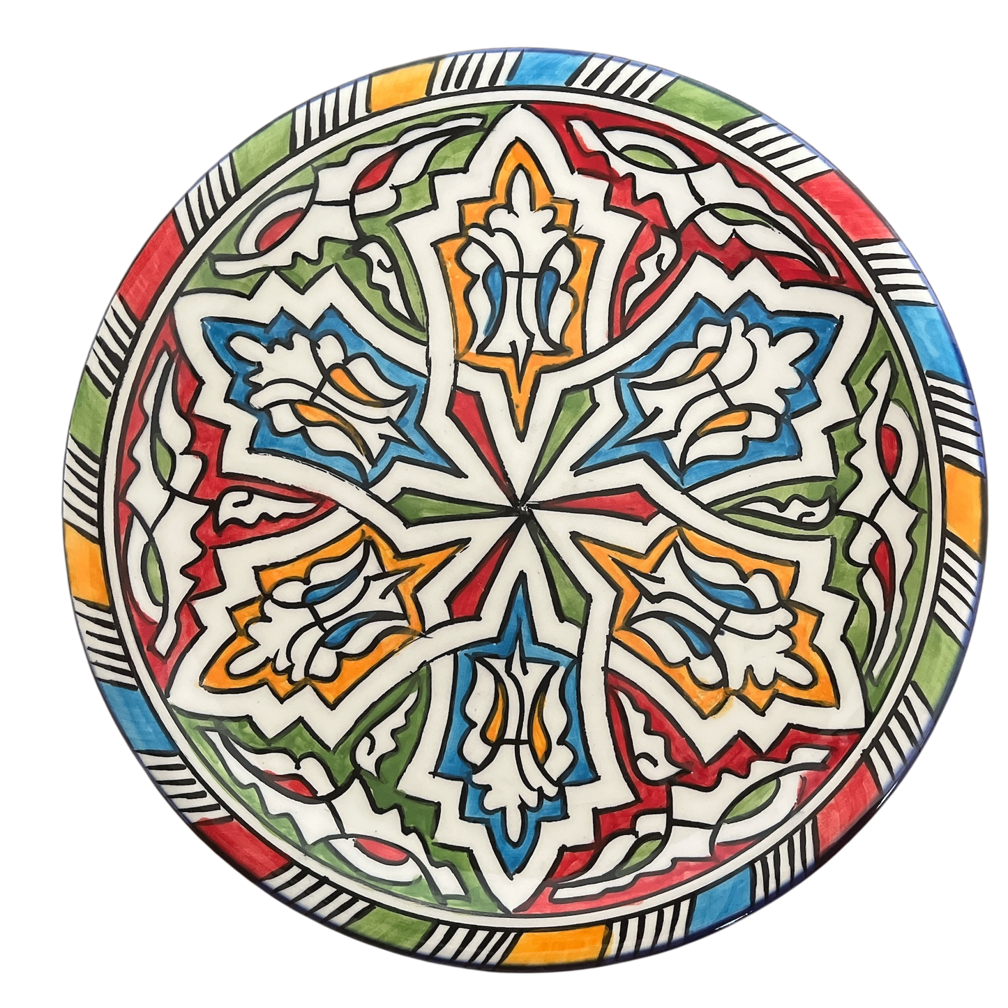 Petite assiette en faïence multicolore artisanale de Fès