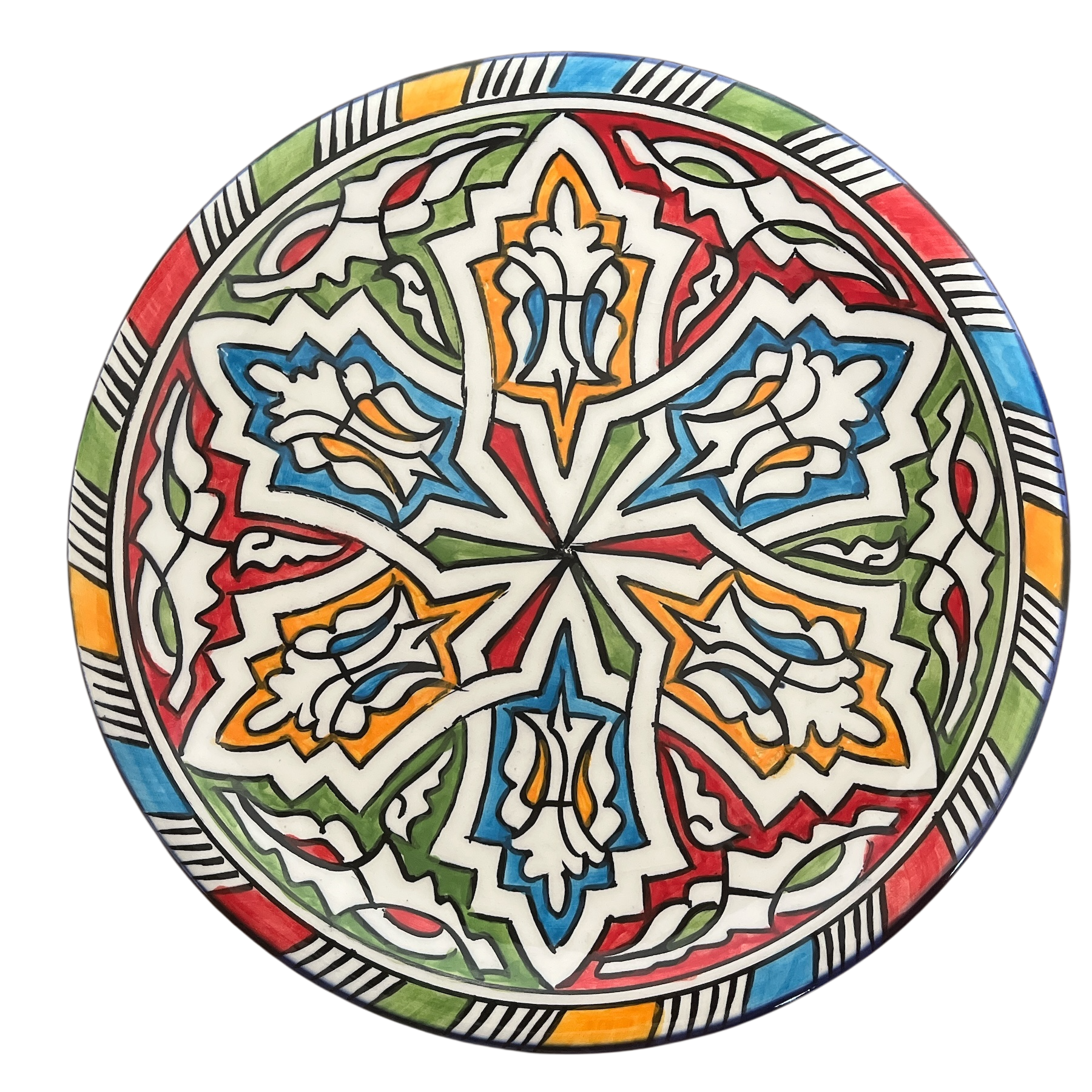 Petite assiette en faïence multicolore artisanale de Fès