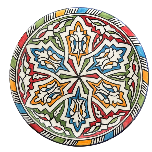 Petite assiette en faïence multicolore artisanale de Fès
