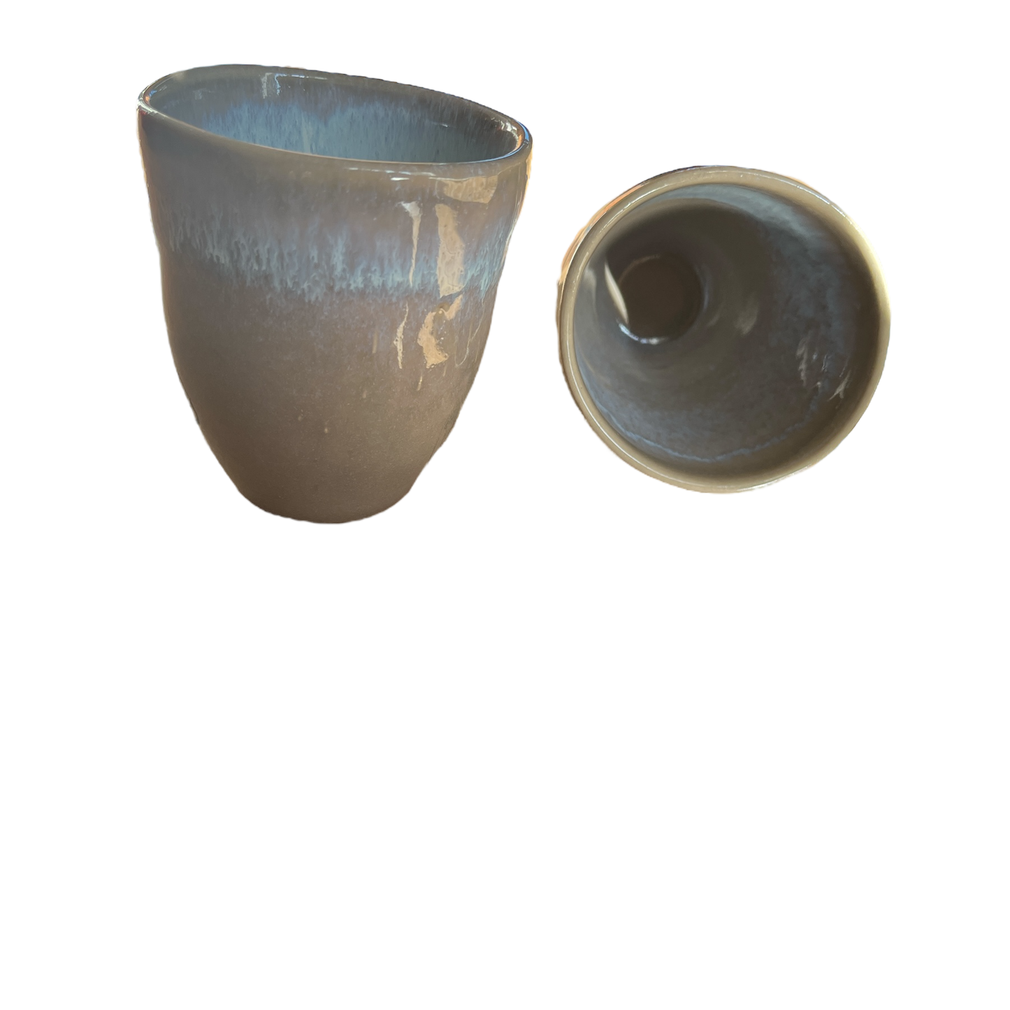 Tasse en grès gris faite main, vaisselle artisanale du Portugal