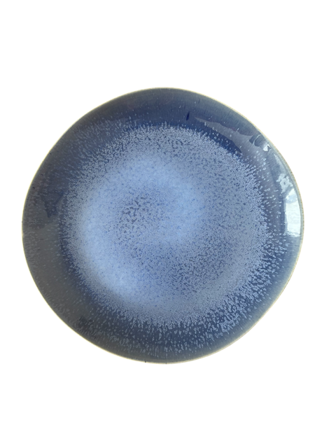 Grande assiette en grès bleue artisanale faite main au Portugal